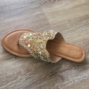COPY - Gold Colorful Studded/Beaded Flip Flops